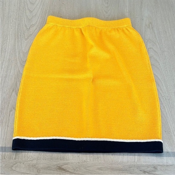 St. John Dresses & Skirts - St. John Yellow Pencil Skirt with Navy and White Trim